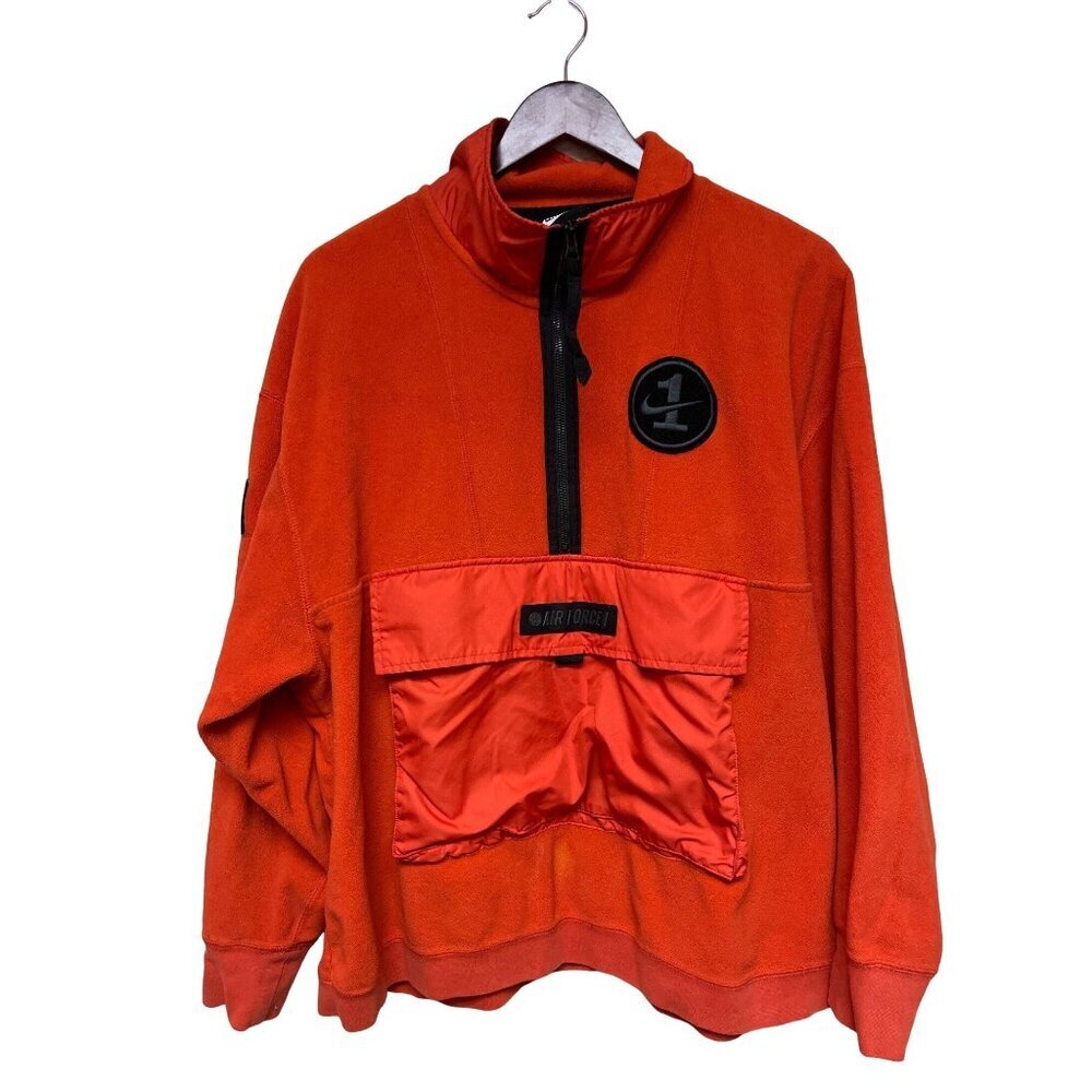 Nike Air Force 1 Men's Jacket 1/4 Zip Performance Orange Fleece Large AJ0801-634